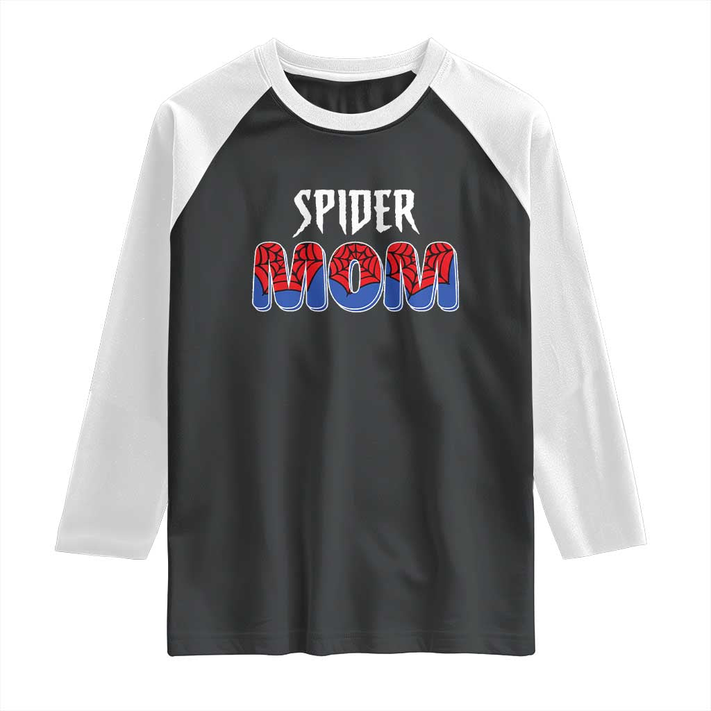 Funny Spider Mom Raglan Shirt Son Birthday Party TS02 Black White Print Your Wear