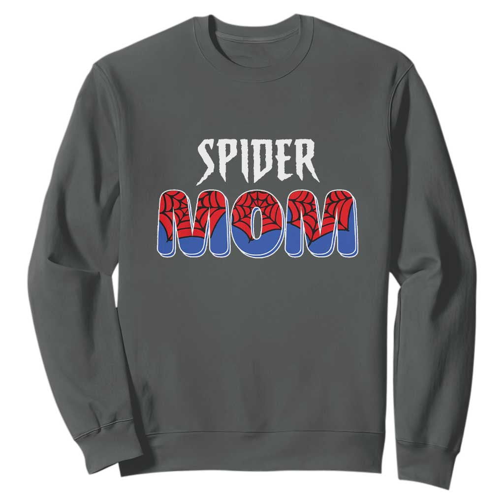 Funny Spider Mom Sweatshirt Son Birthday Party TS02 Dark Heather Print Your Wear