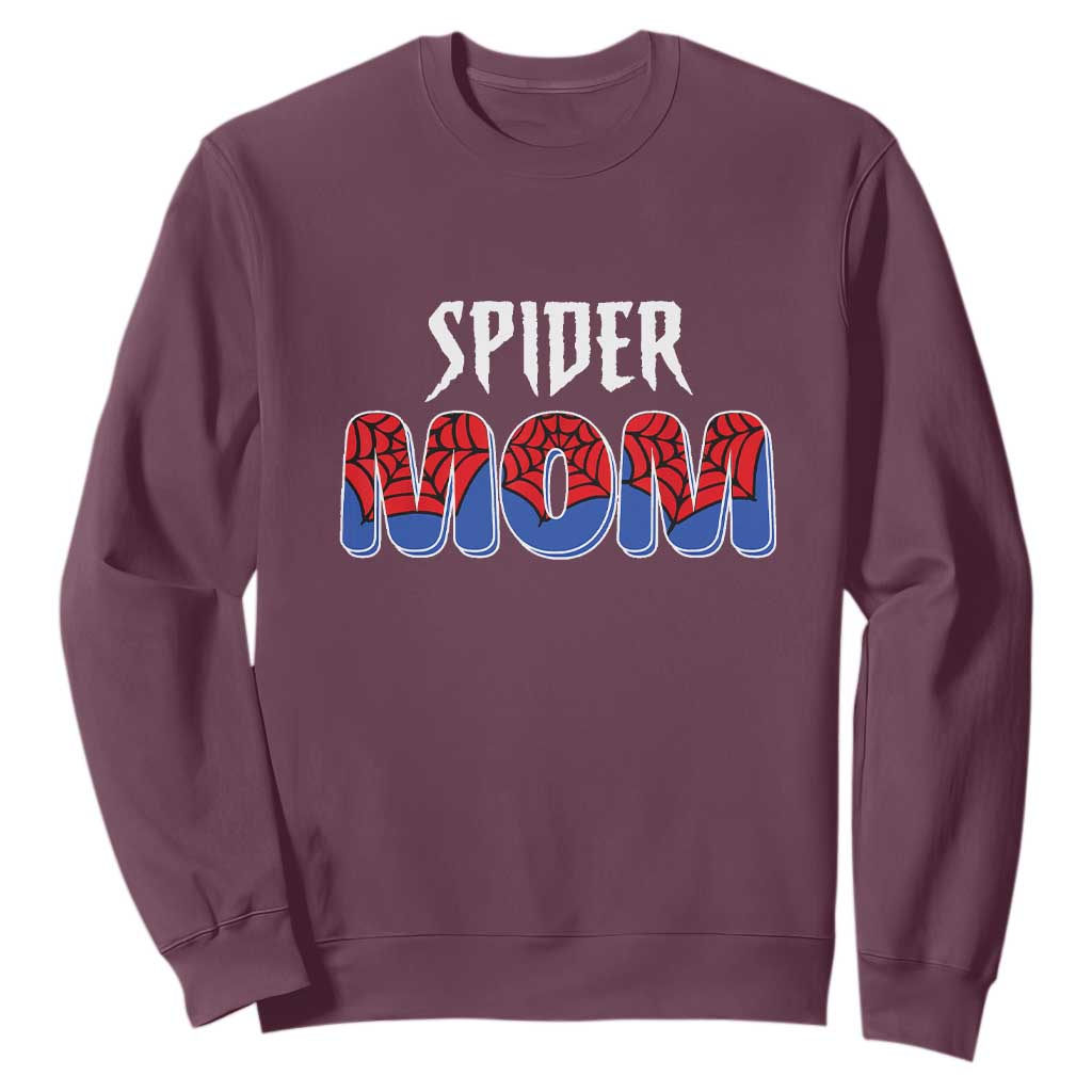 Funny Spider Mom Sweatshirt Son Birthday Party TS02 Maroon Print Your Wear