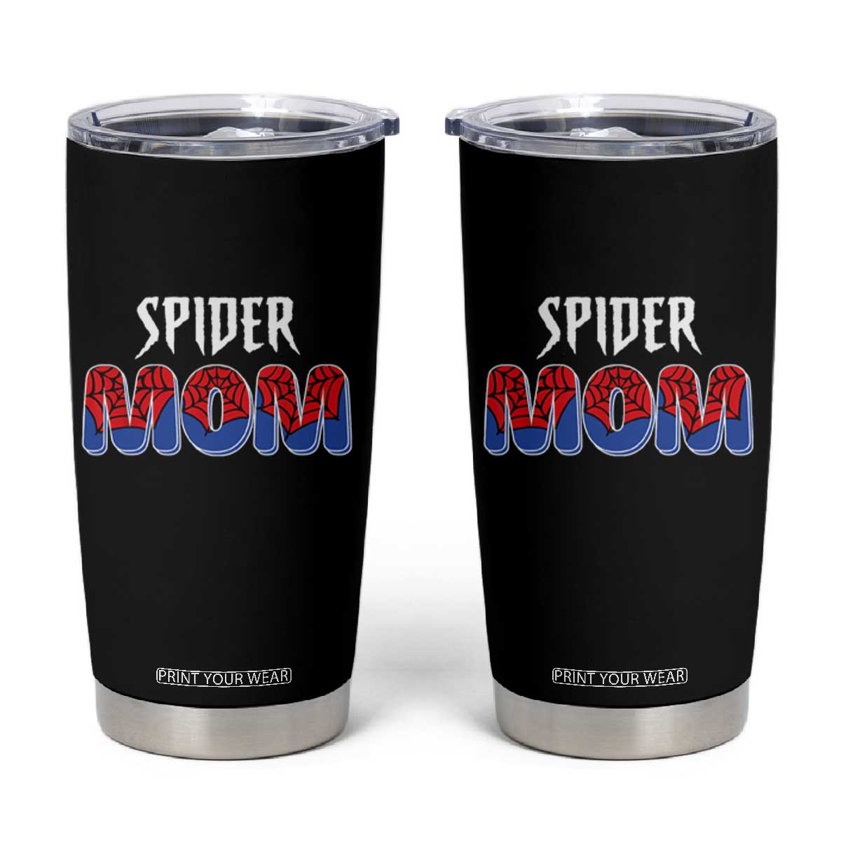 Funny Spider Mom Tumbler Cup Son Birthday Party TS02 Black Print Your Wear