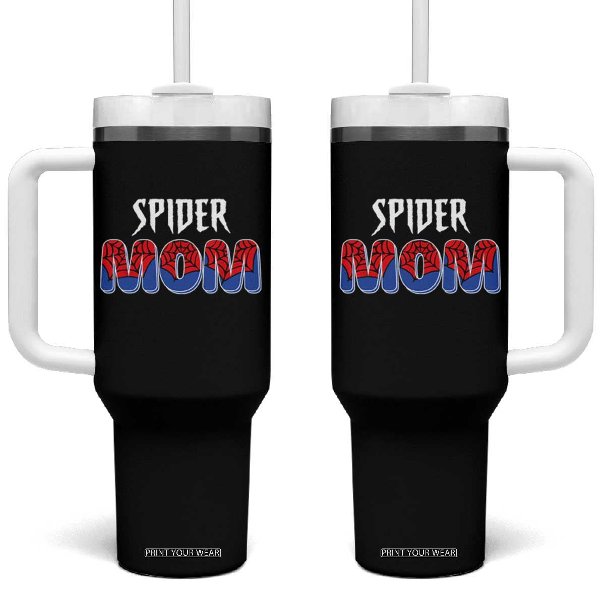 Funny Spider Mom Tumbler With Handle Son Birthday Party TS02 One Size: 40 oz Black Print Your Wear