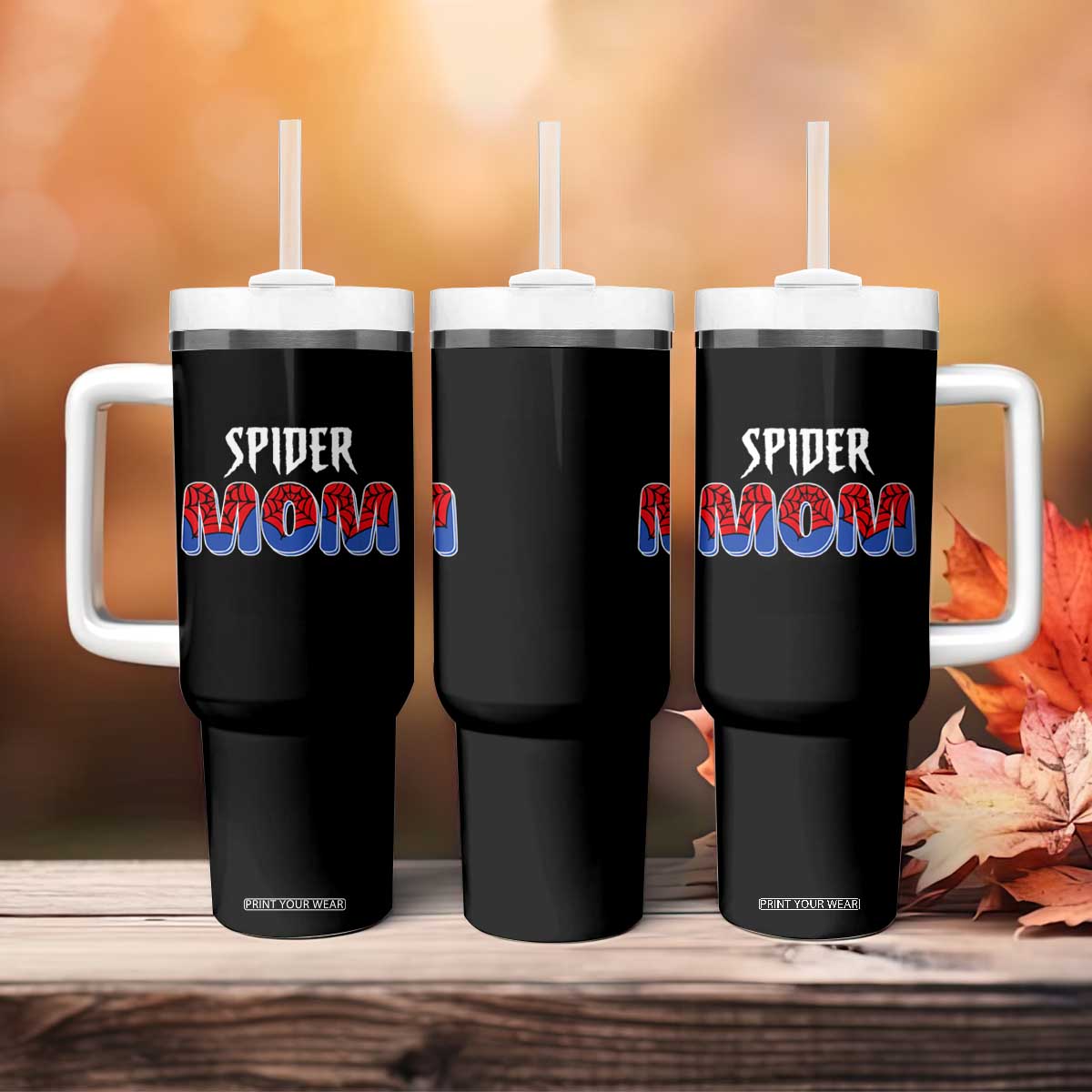 Funny Spider Mom Tumbler With Handle Son Birthday Party TS02 Print Your Wear