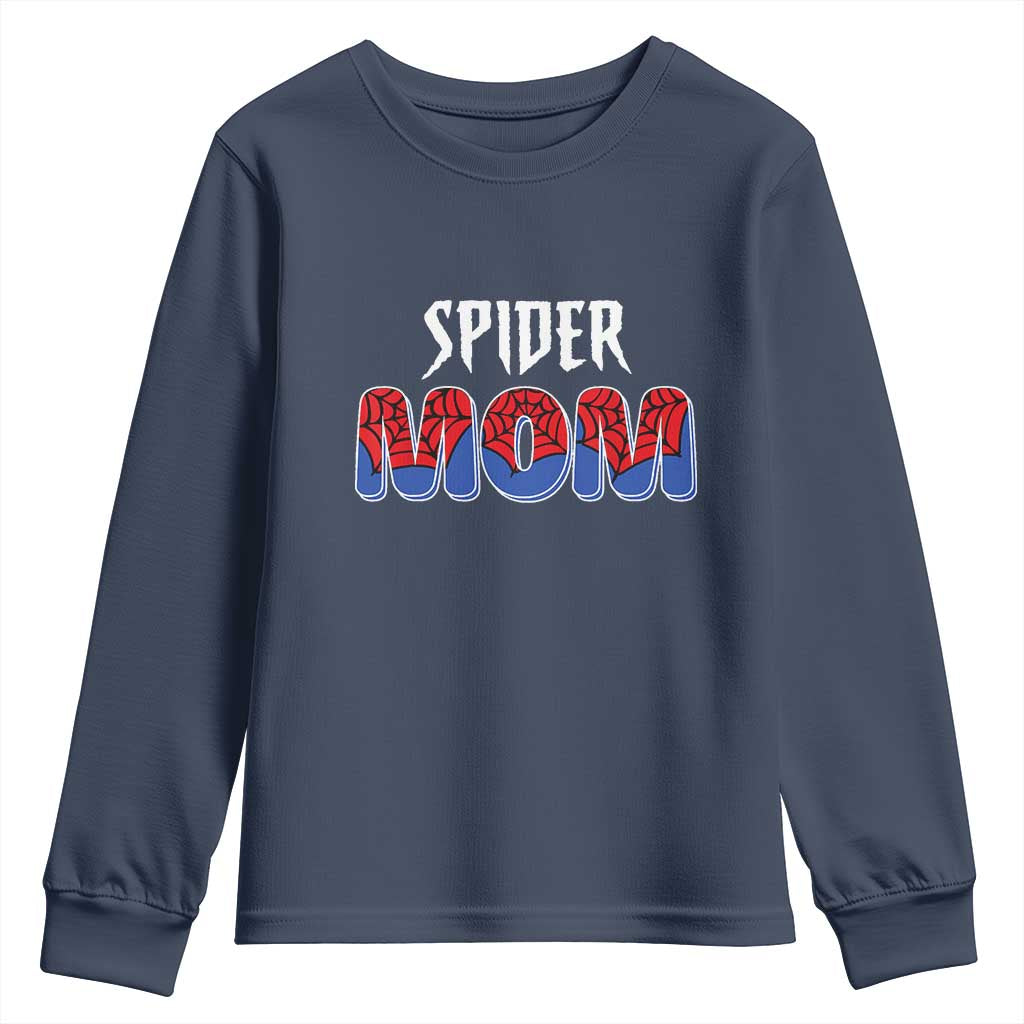 Funny Spider Mom Youth Sweatshirt Son Birthday Party TS02 Navy Print Your Wear