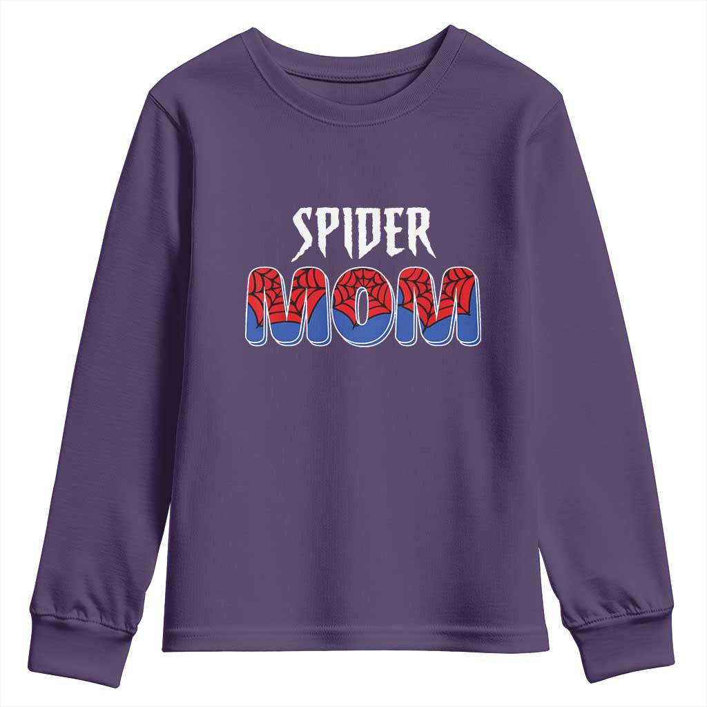 Funny Spider Mom Youth Sweatshirt Son Birthday Party TS02 Purple Print Your Wear