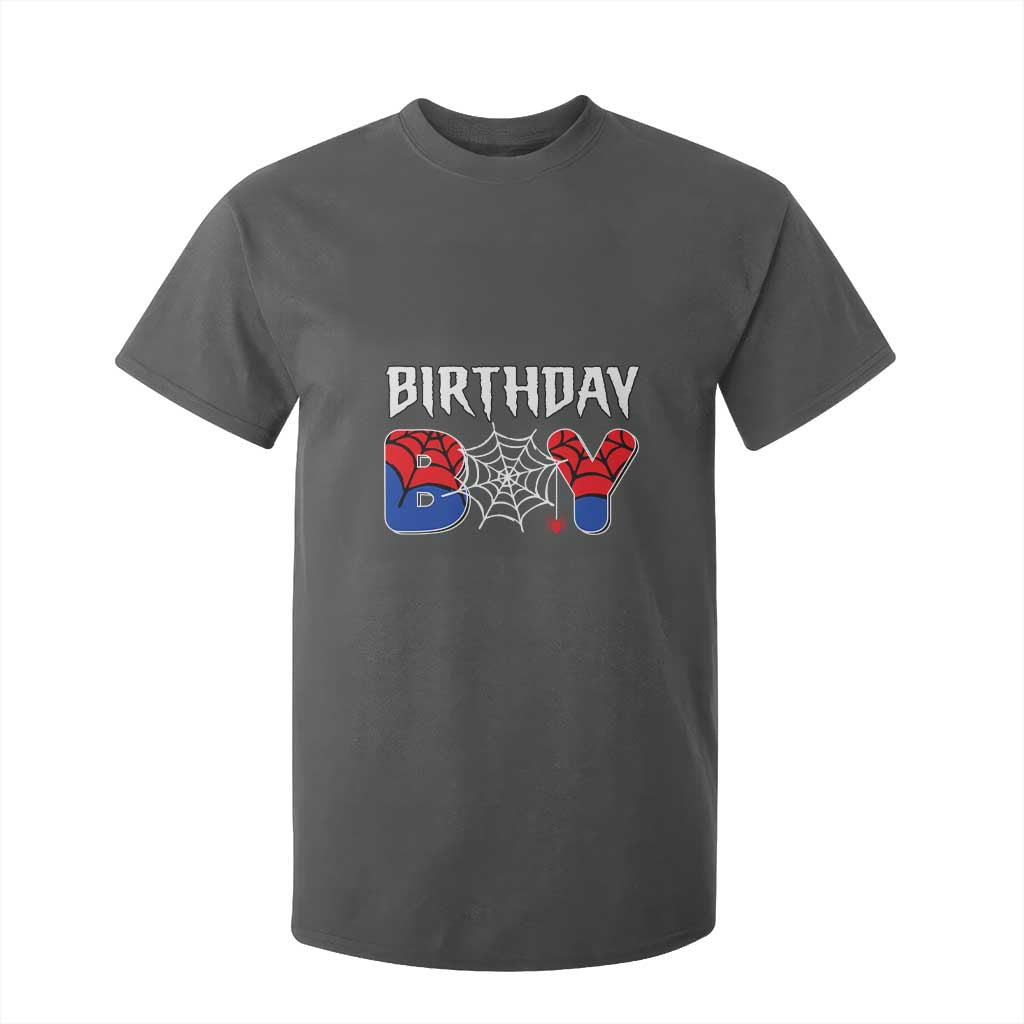 Spider Birthday Boy T Shirt For Kid Bday Spiders Party TS02 Dark Heather Print Your Wear