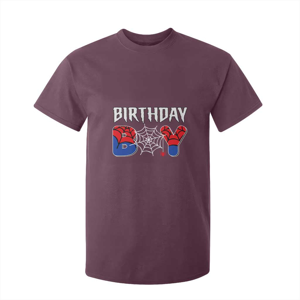 Spider Birthday Boy T Shirt For Kid Bday Spiders Party TS02 Maroon Print Your Wear