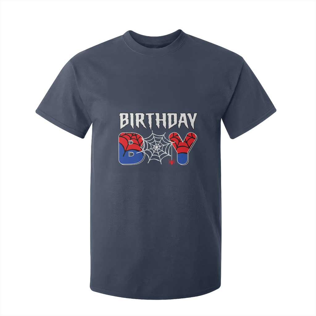 Spider Birthday Boy T Shirt For Kid Bday Spiders Party TS02 Navy Print Your Wear