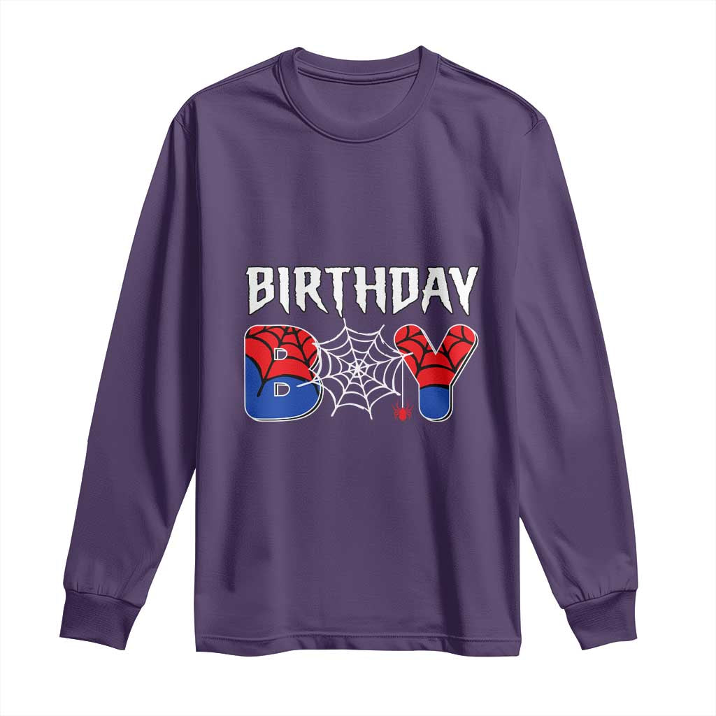 Spider Birthday Boy Long Sleeve Shirt Bday Spiders Party TS02 Purple Print Your Wear
