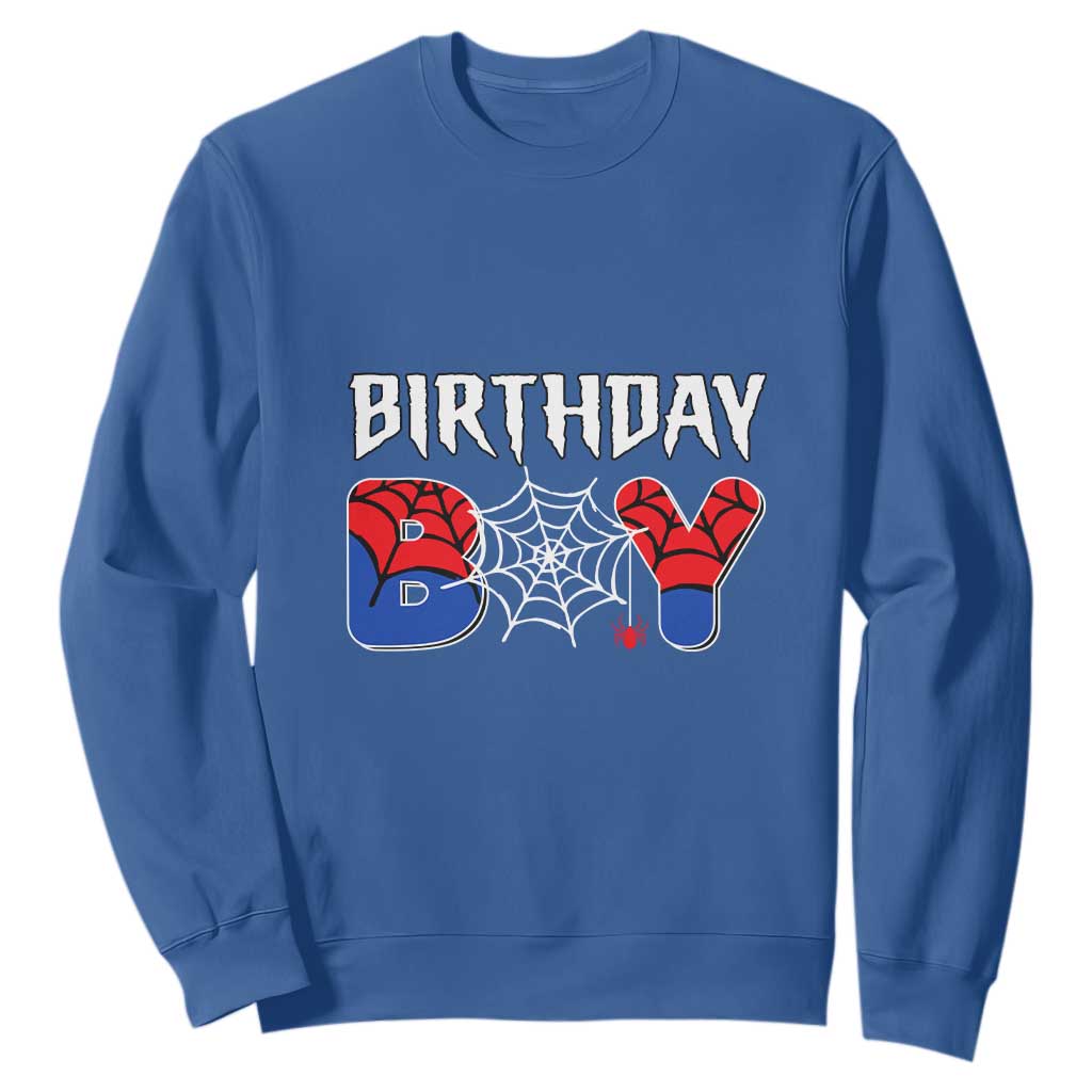 Spider Birthday Boy Sweatshirt Bday Spiders Party TS02 Royal Blue Print Your Wear