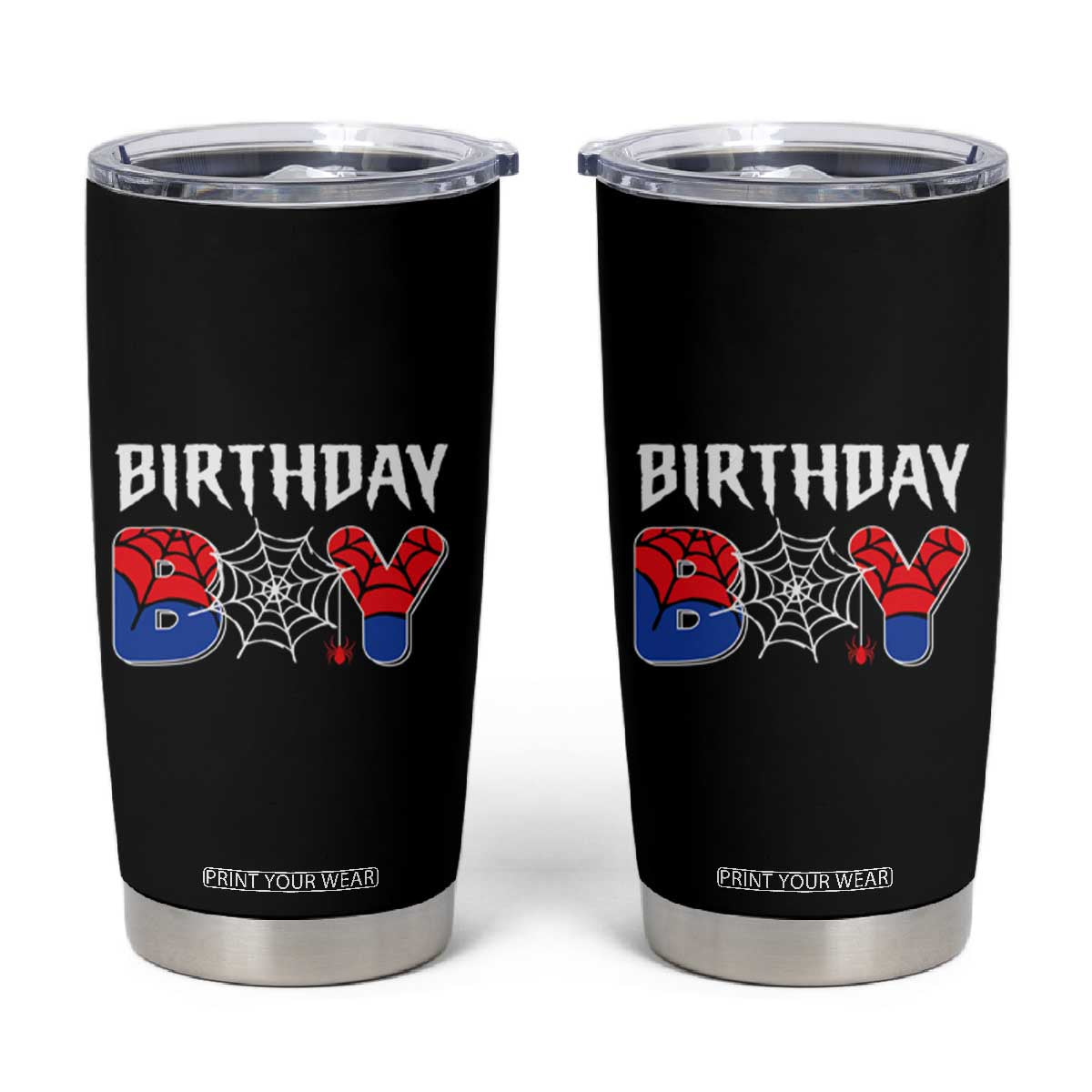 Spider Birthday Boy Tumbler Cup Bday Spiders Party TS02 Black Print Your Wear