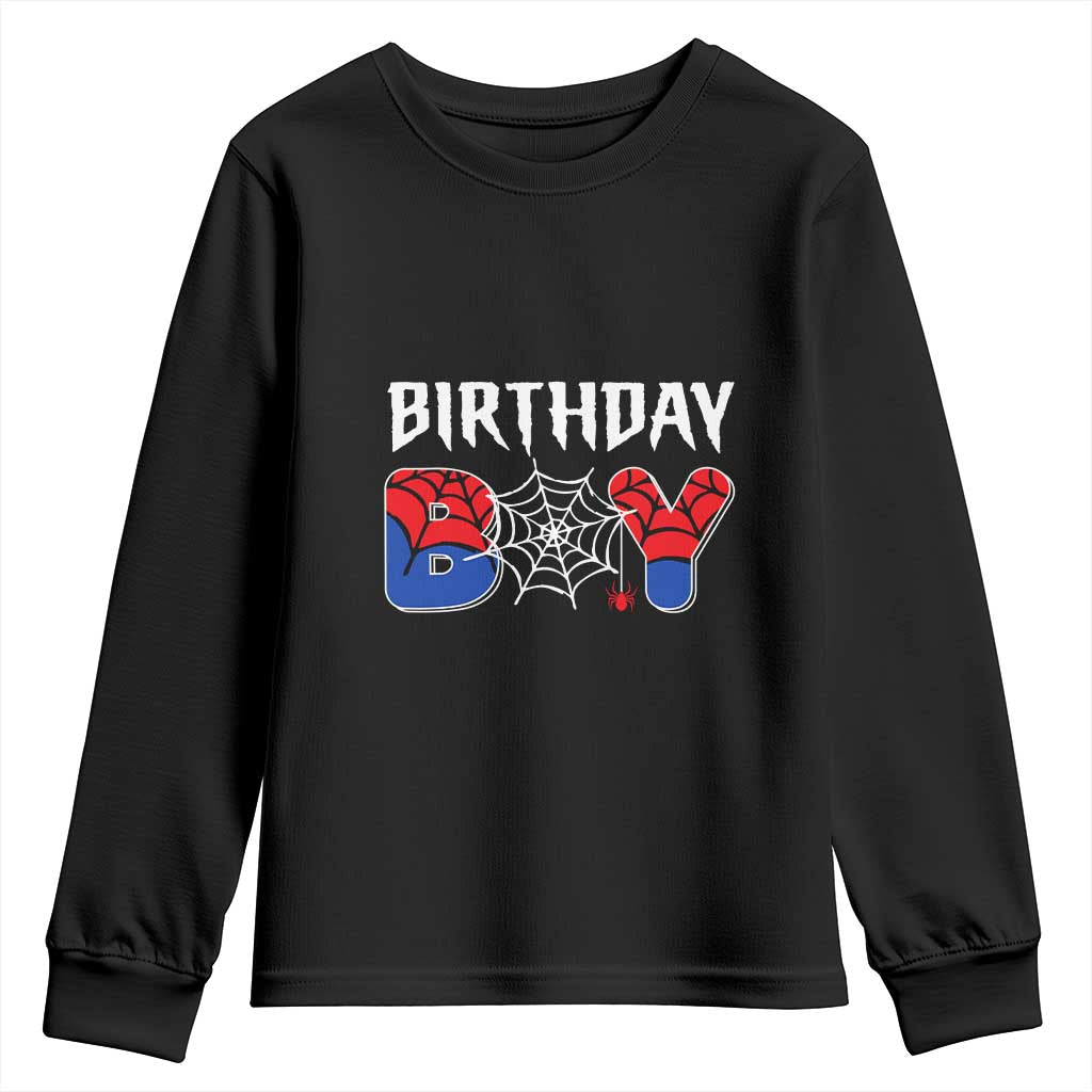 Spider Birthday Boy Youth Sweatshirt Bday Spiders Party TS02 Black Print Your Wear
