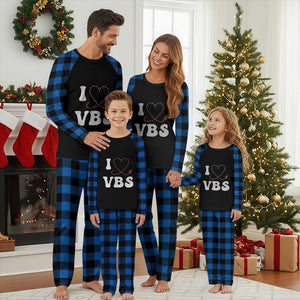 I Love VBS 2025 Plaid Pajama Set Vacation Bible School Ladybug VBS Team TS02 Blue Plaid Print Your Wear
