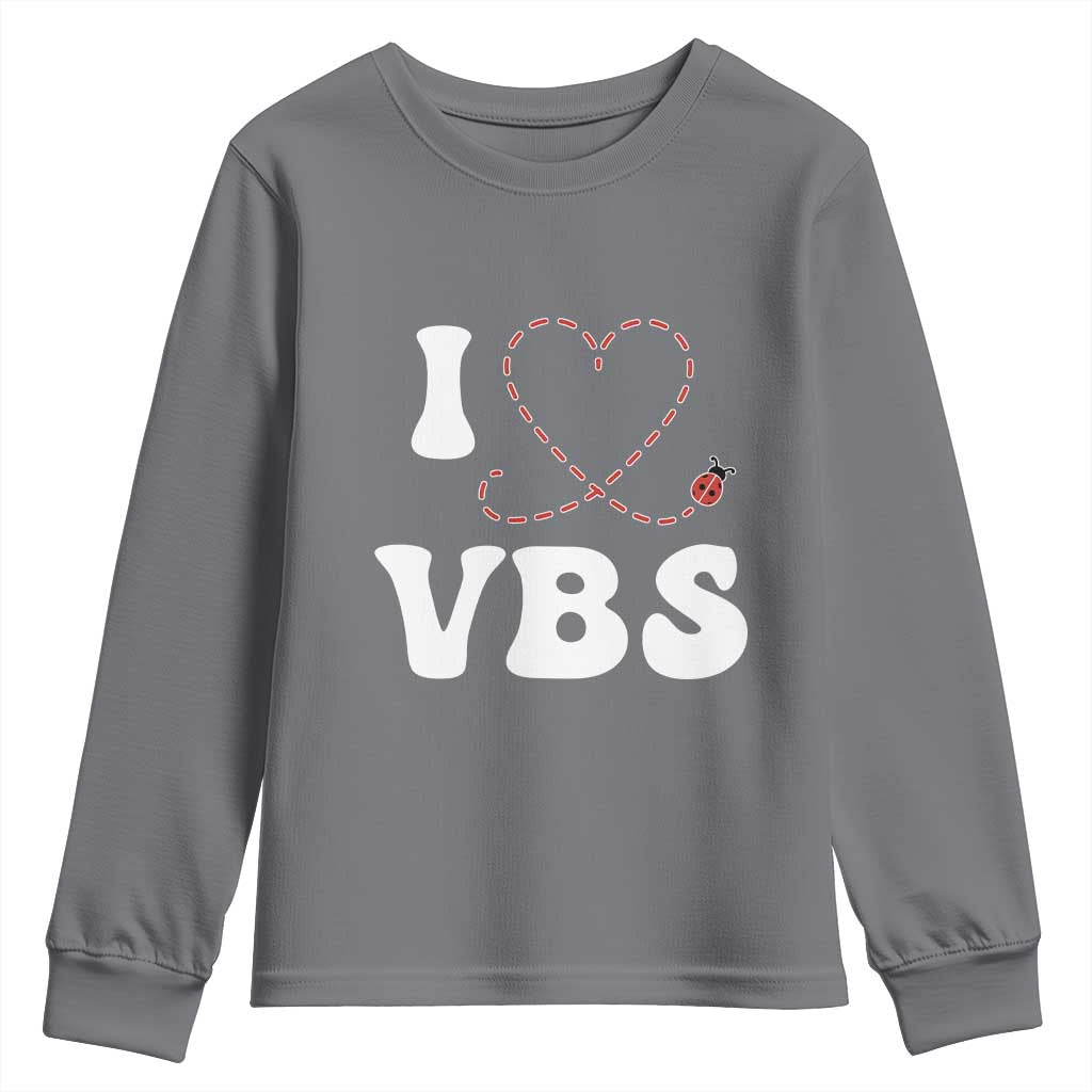 I Love VBS 2025 Youth Sweatshirt Vacation Bible School Ladybug VBS Team TS02 Charcoal Print Your Wear