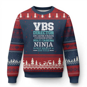VBS Director Ugly Christmas Sweater Vacation Bible School Christian Teacher TS02 Navy Red Print Your Wear