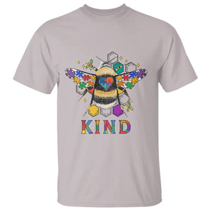 Bee Autism Awareness T Shirt Be Kind Bumblebee Spectrum Ribbon Puzzle Piece TS02 Ice Gray Printyourwear