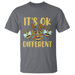 Bee Autism Awareness T Shirt It's Ok To Be Different Spectrum Puzzle Piece TS02 Charcoal Printyourwear