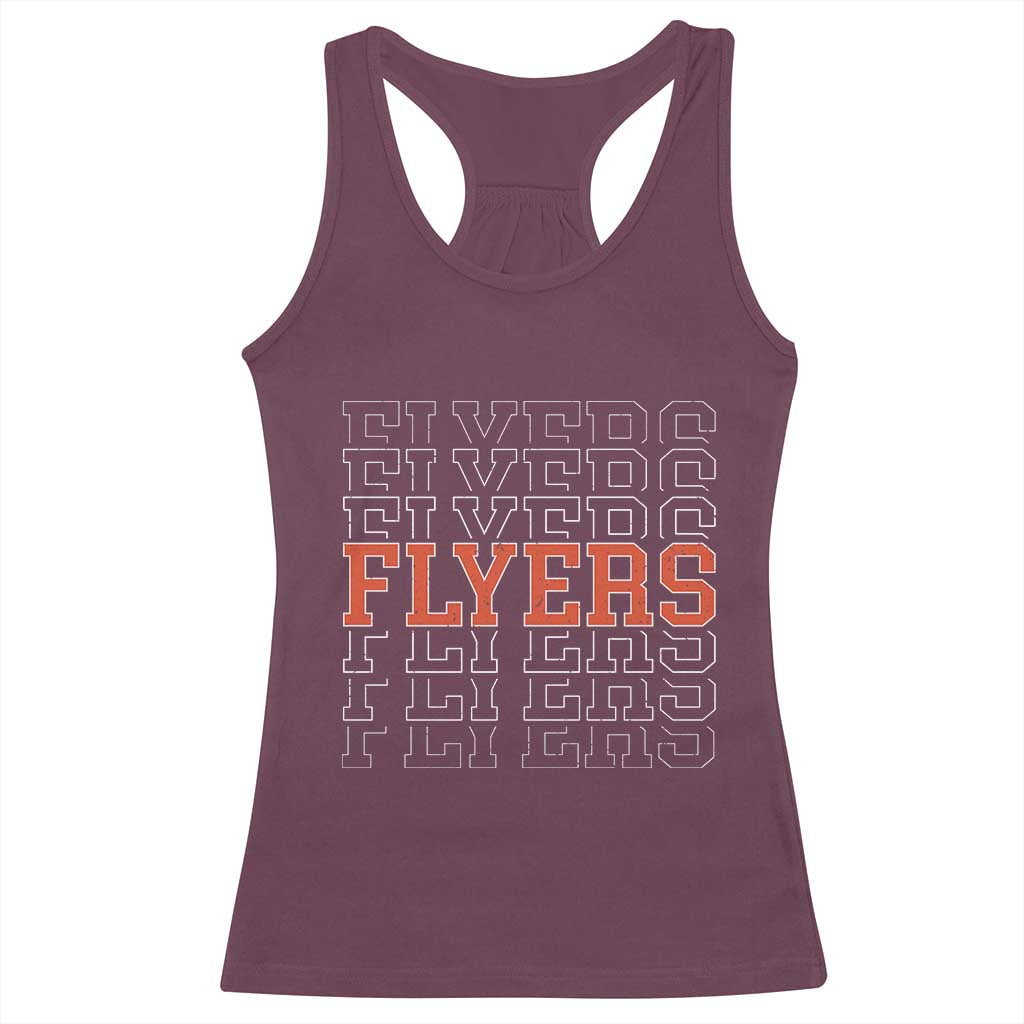 Retro Flyers Name Script Style Racerback Tank Top Vintage Distressed Graphic Sports Fan Pride TS02 Maroon Print Your Wear