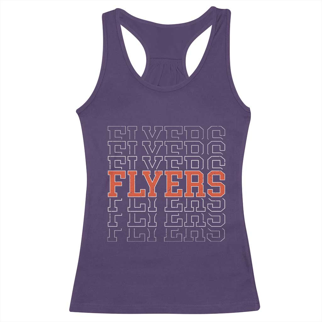 Retro Flyers Name Script Style Racerback Tank Top Vintage Distressed Graphic Sports Fan Pride TS02 Purple Print Your Wear