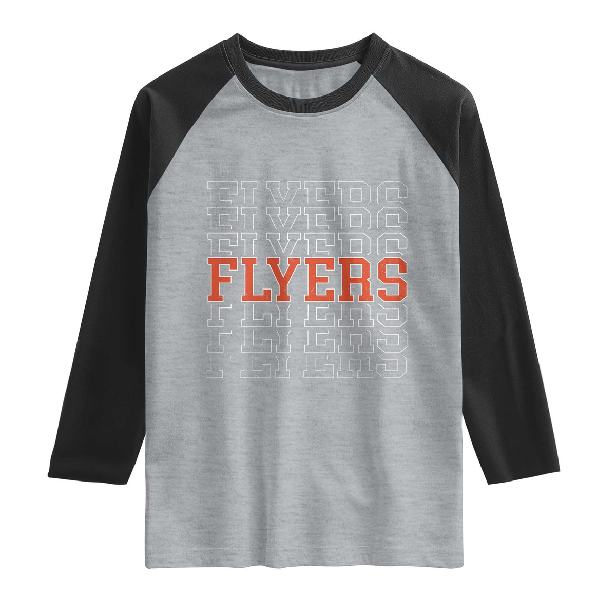 Retro Flyers Name Script Style Raglan Shirt Vintage Distressed Graphic Sports Fan Pride TS02 Heather Gray Black Print Your Wear