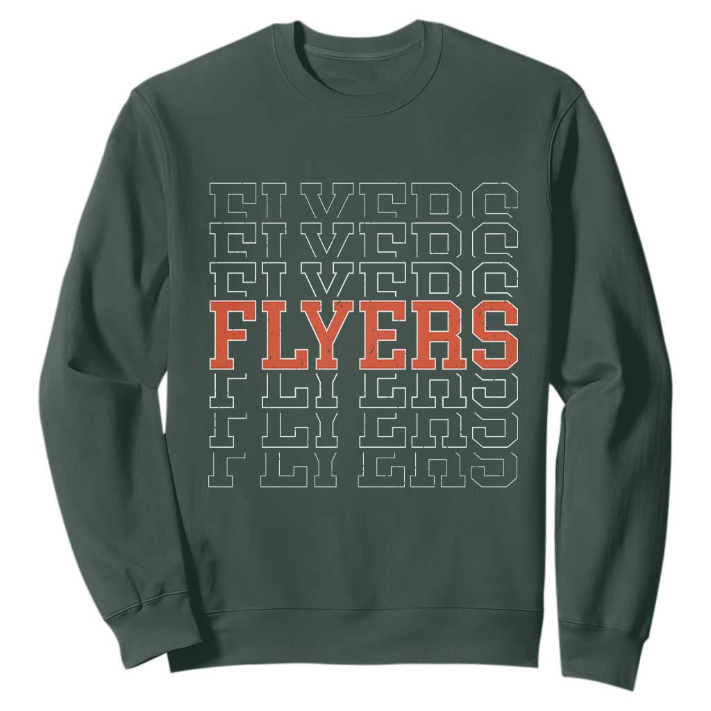 Retro Flyers Name Script Style Sweatshirt Vintage Distressed Graphic Sports Fan Pride TS02 Dark Forest Green Print Your Wear