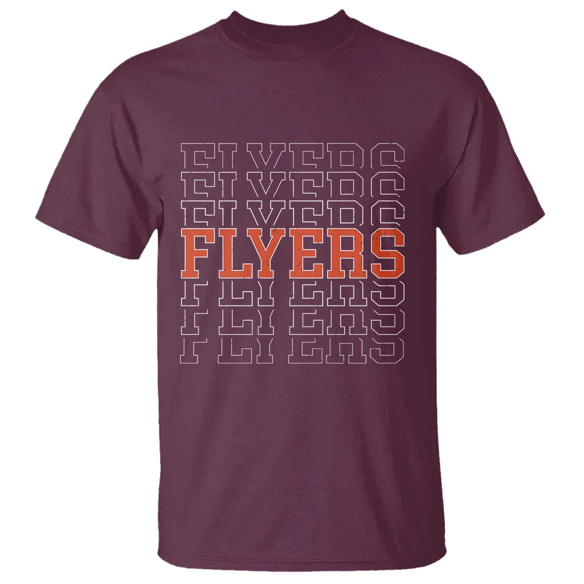 Retro Flyers Name Script Style T Shirt Vintage Distressed Graphic Sports Fan Pride TS02 Maroon Print Your Wear