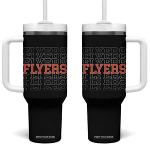 Retro Flyers Name Script Style Tumbler With Handle Vintage Distressed Graphic Sports Fan Pride TS02 One Size: 40 oz Black Print Your Wear