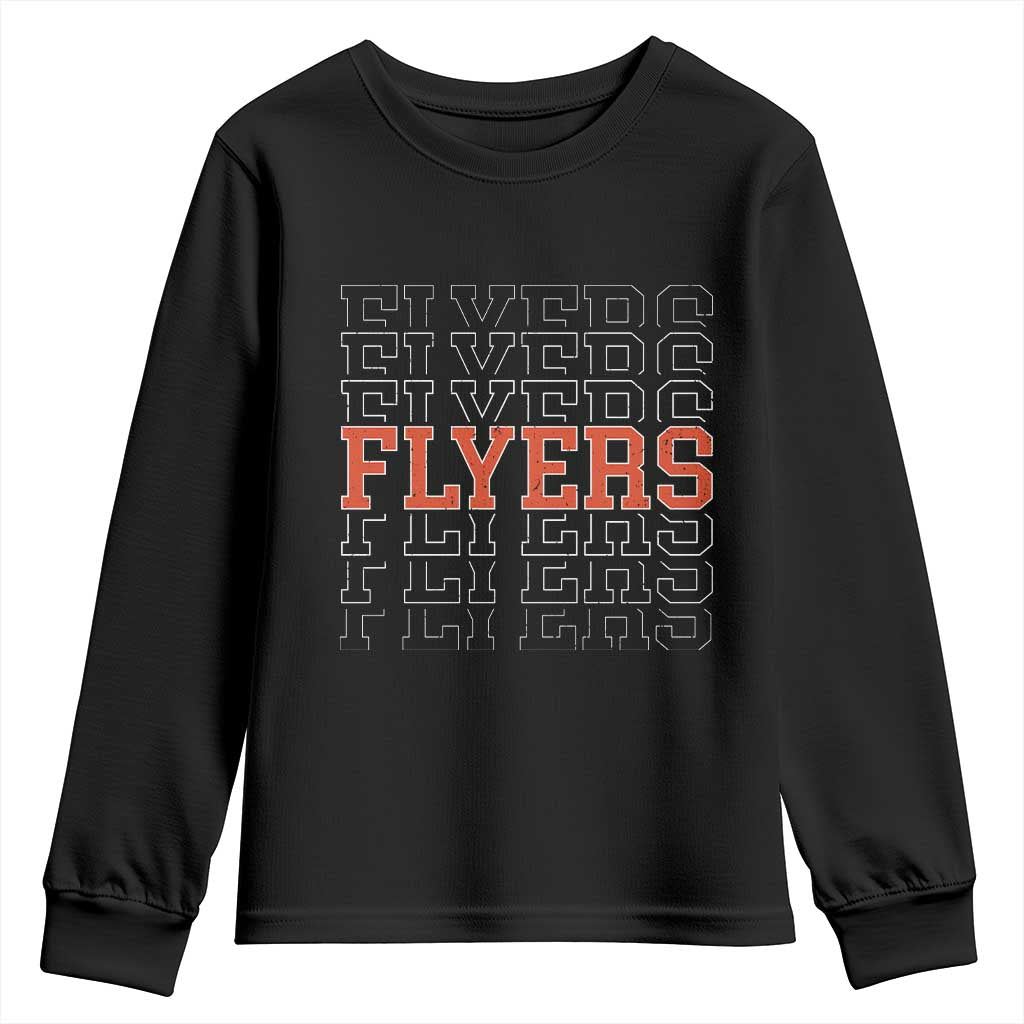 Retro Flyers Name Script Style Youth Sweatshirt Vintage Distressed Graphic Sports Fan Pride TS02 Black Print Your Wear