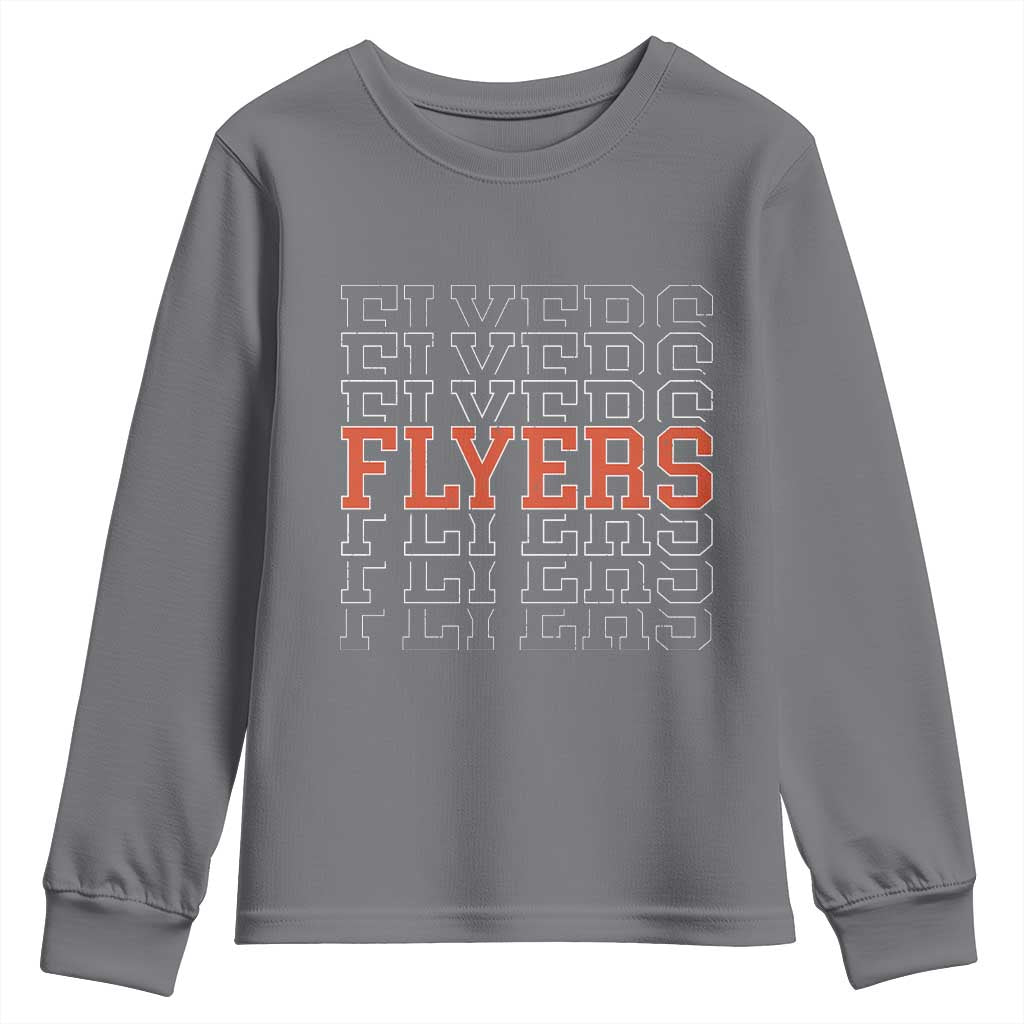 Retro Flyers Name Script Style Youth Sweatshirt Vintage Distressed Graphic Sports Fan Pride TS02 Charcoal Print Your Wear