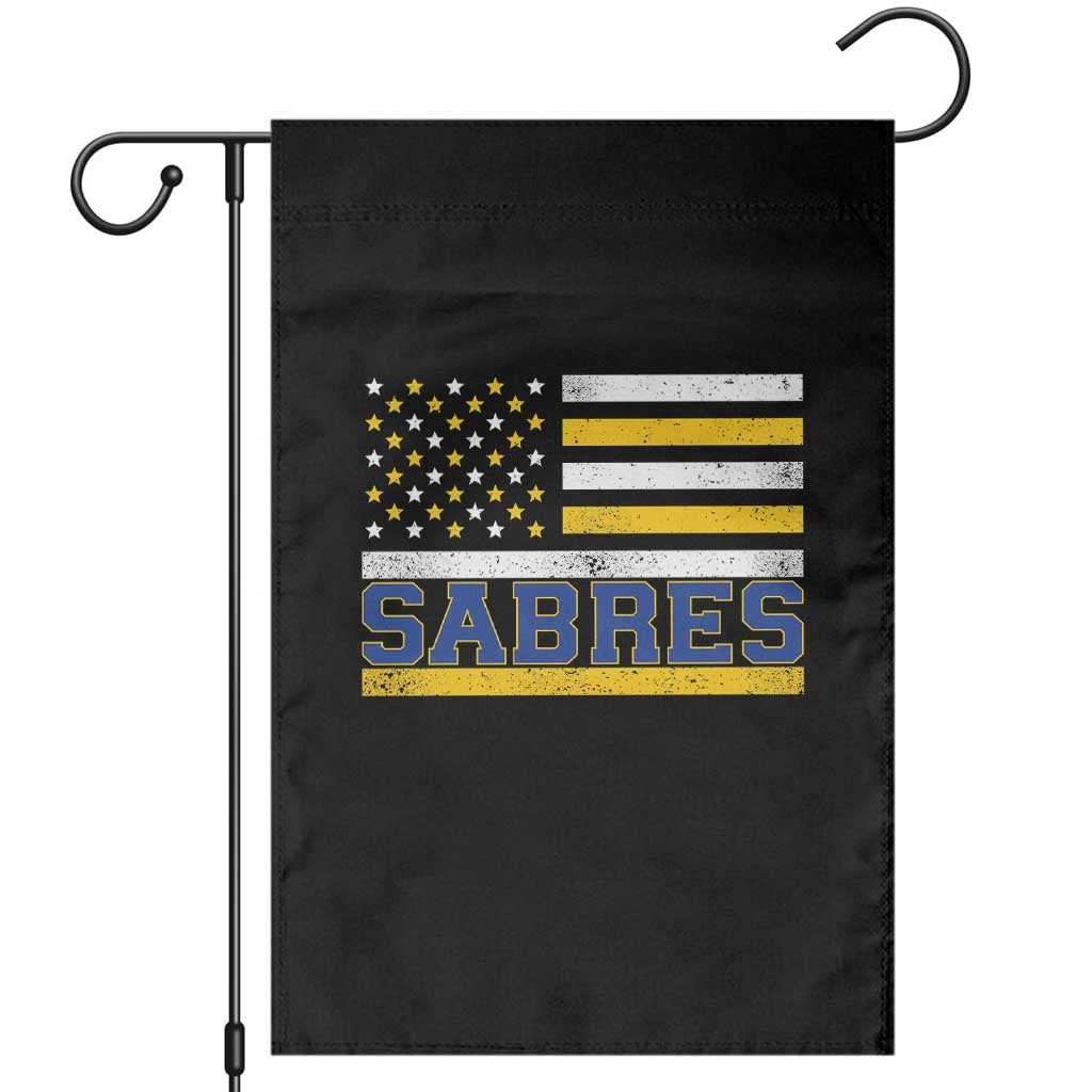 Retro Patriotic Sabres Name Pride American Flag Garden Flag Distressed Sports Fan Graphic TS02 Black Print Your Wear