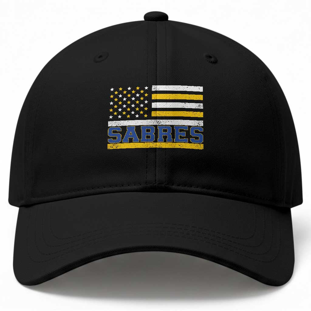 Retro Patriotic Sabres Name Pride American Flag Baseball Cap Distressed Sports Fan Graphic TS02 Print Your Wear