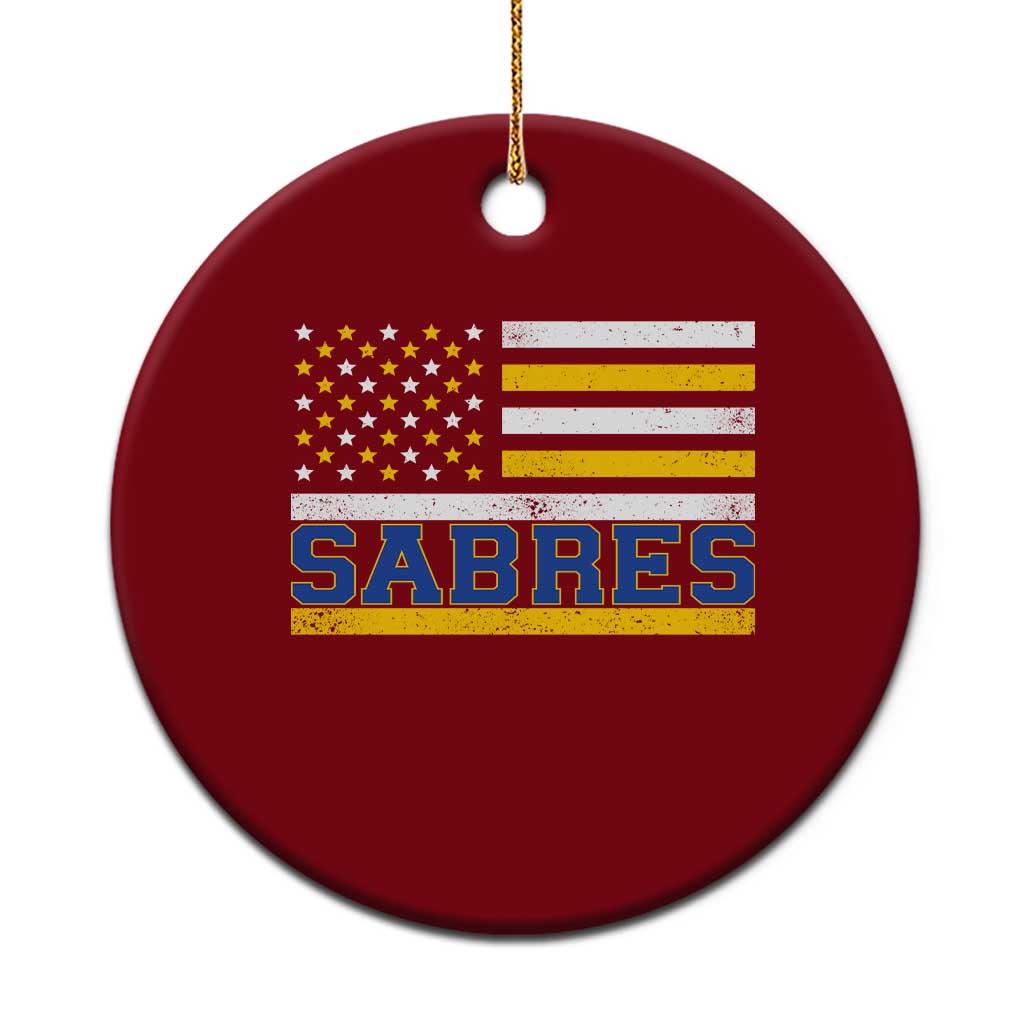 Retro Patriotic Sabres Name Pride American Flag Ceramic Ornament Distressed Sports Fan Graphic TS02 1pc Red Print Your Wear