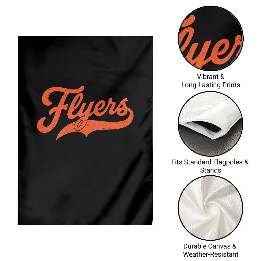 Vintage Flyers Name Script Style Garden Flag Retro Distressed Tailgate Spirit Sports Fan TS02 Print Your Wear