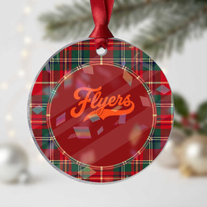 Vintage Flyers Name Script Style Holographic Acrylic Ornament Retro Distressed Tailgate Spirit Sports Fan