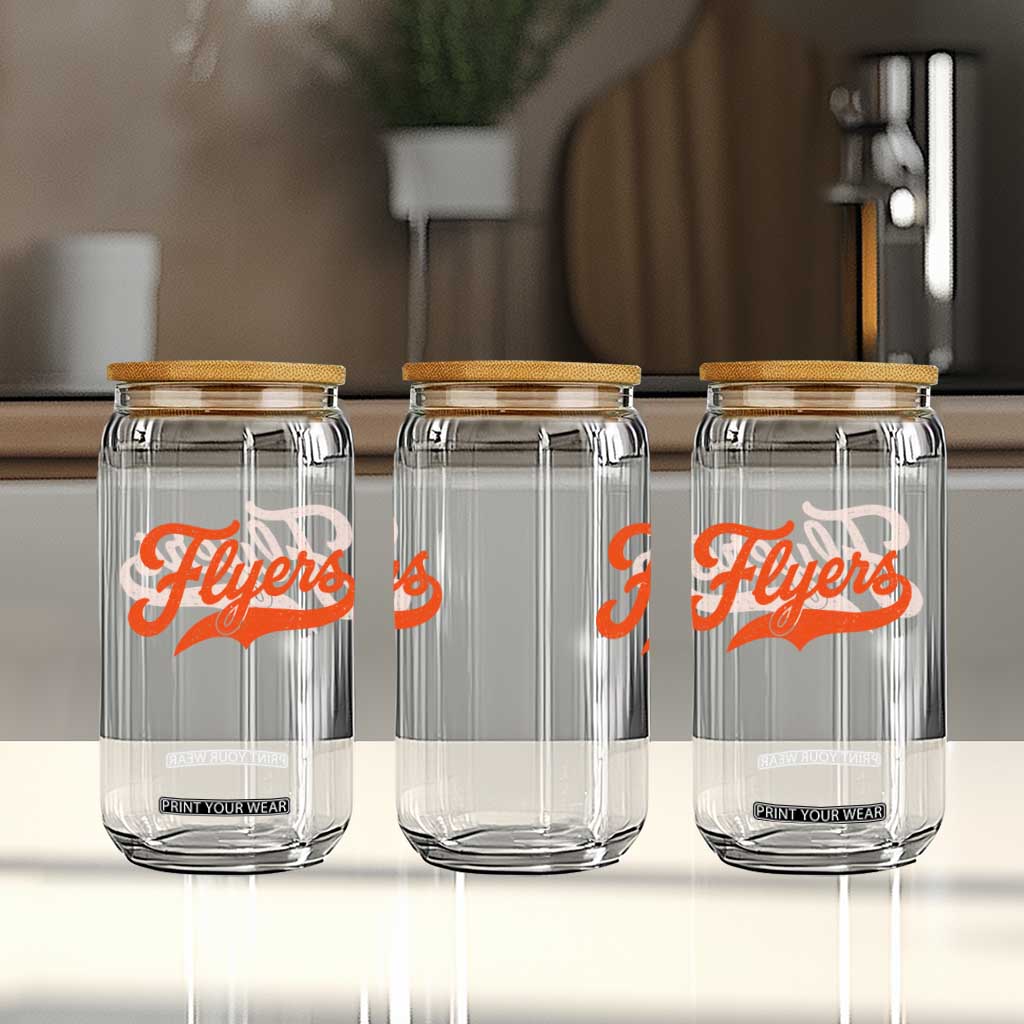 Vintage Flyers Name Script Style Glass Can Retro Distressed Tailgate Spirit Sports Fan TS02 Print Your Wear