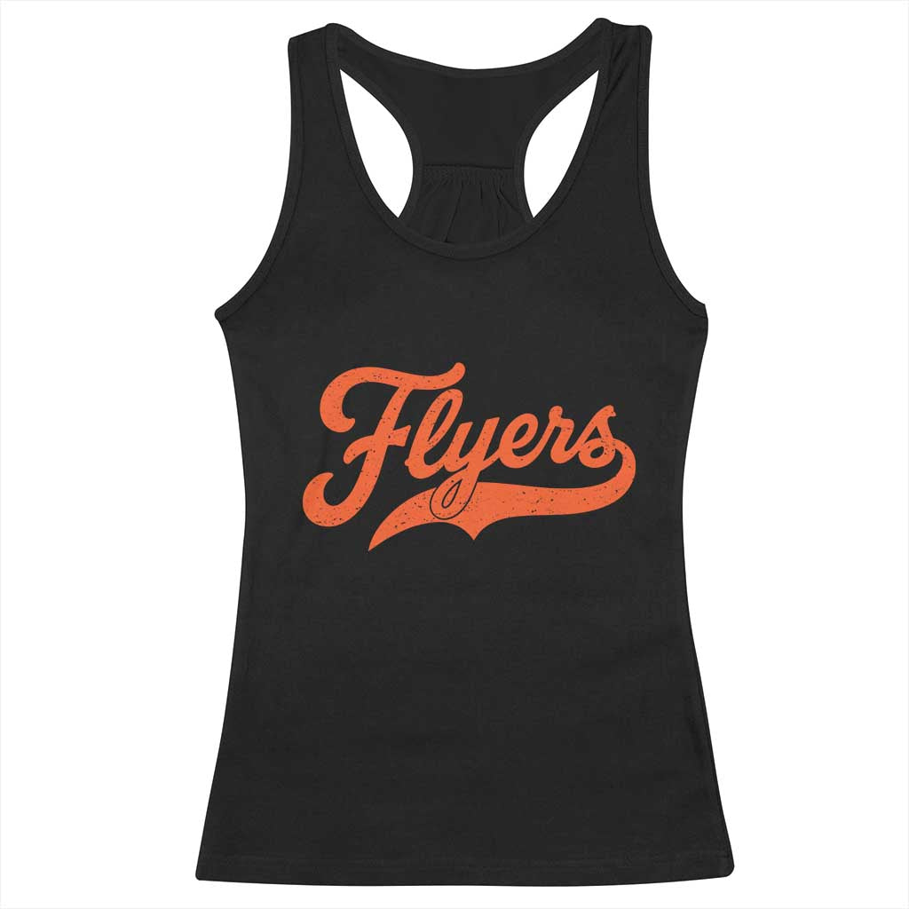 Vintage Flyers Name Script Style Racerback Tank Top Retro Distressed Tailgate Spirit Sports Fan TS02 Black Print Your Wear