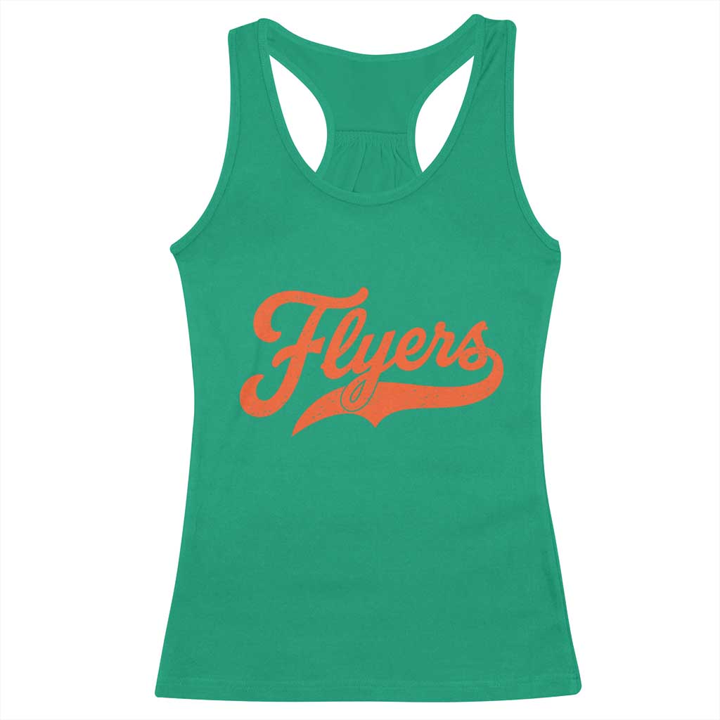 Vintage Flyers Name Script Style Racerback Tank Top Retro Distressed Tailgate Spirit Sports Fan TS02 Irish Green Print Your Wear