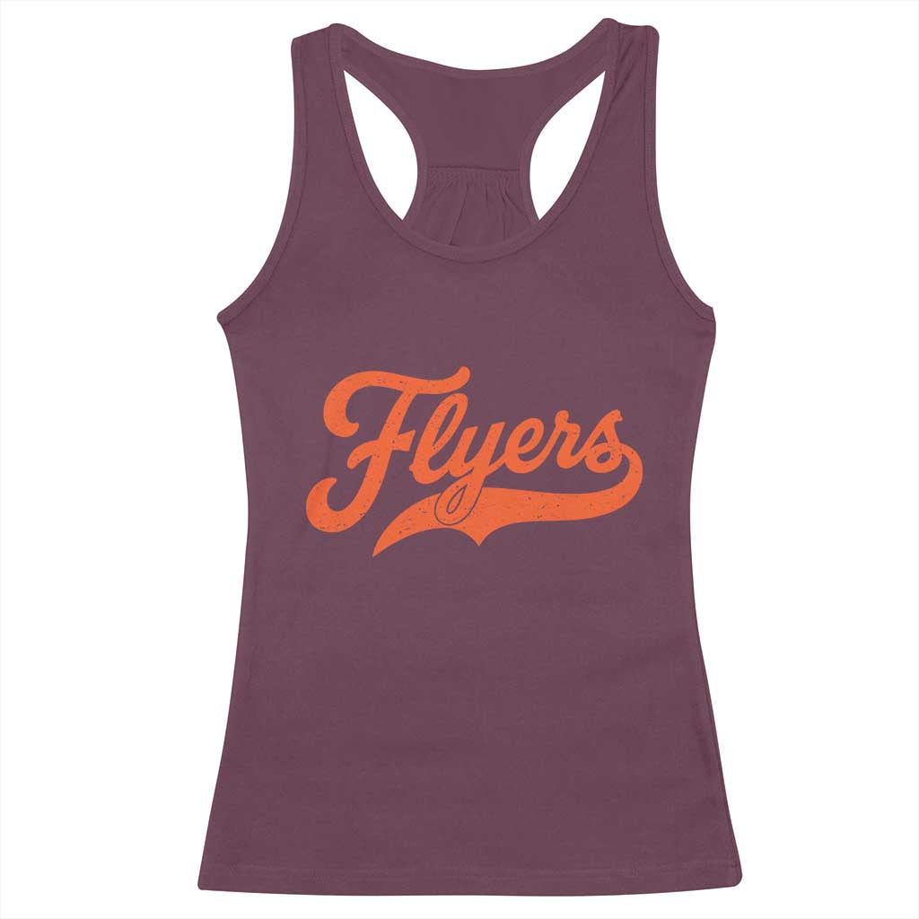 Vintage Flyers Name Script Style Racerback Tank Top Retro Distressed Tailgate Spirit Sports Fan TS02 Maroon Print Your Wear