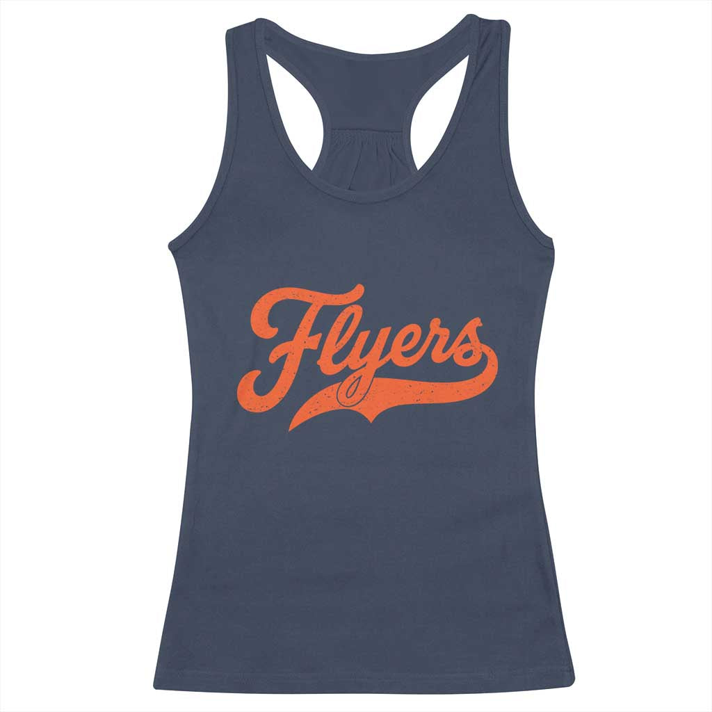 Vintage Flyers Name Script Style Racerback Tank Top Retro Distressed Tailgate Spirit Sports Fan TS02 Navy Print Your Wear