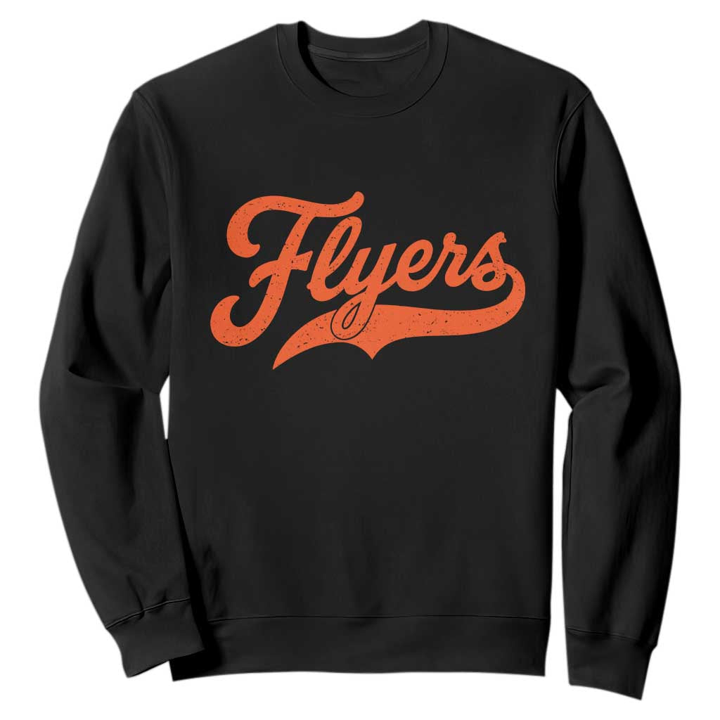 Vintage Flyers Name Script Style Sweatshirt Retro Distressed Tailgate Spirit Sports Fan TS02 Black Print Your Wear