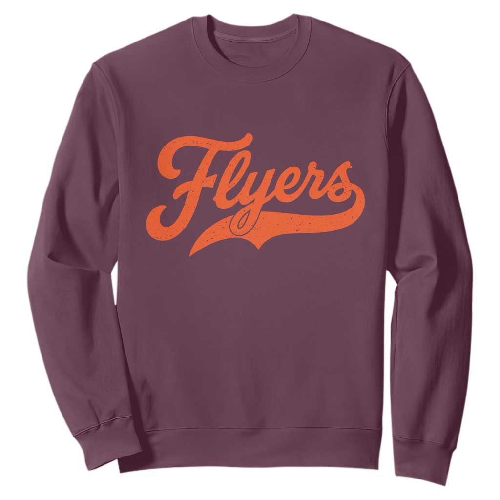 Vintage Flyers Name Script Style Sweatshirt Retro Distressed Tailgate Spirit Sports Fan TS02 Maroon Print Your Wear
