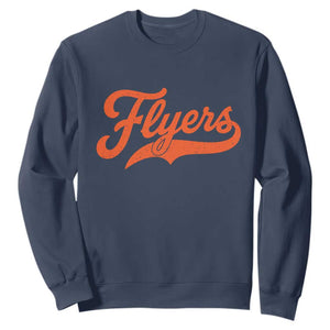Vintage Flyers Name Script Style Sweatshirt Retro Distressed Tailgate Spirit Sports Fan TS02 Navy Print Your Wear