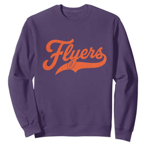 Vintage Flyers Name Script Style Sweatshirt Retro Distressed Tailgate Spirit Sports Fan TS02 Purple Print Your Wear