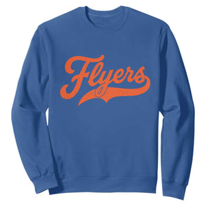Vintage Flyers Name Script Style Sweatshirt Retro Distressed Tailgate Spirit Sports Fan TS02 Royal Blue Print Your Wear