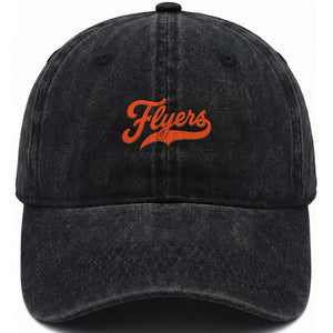 Vintage Flyers Name Script Style Washed Cotton Baseball Cap Retro Distressed Tailgate Spirit Sports Fan TS02 Print Your Wear