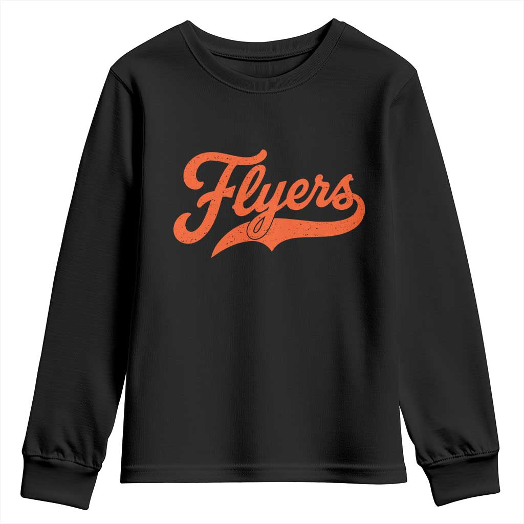 Vintage Flyers Name Script Style Youth Sweatshirt Retro Distressed Tailgate Spirit Sports Fan TS02 Black Print Your Wear