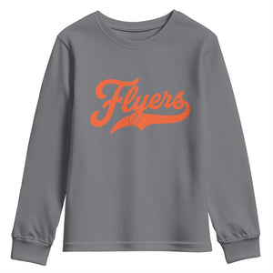 Vintage Flyers Name Script Style Youth Sweatshirt Retro Distressed Tailgate Spirit Sports Fan TS02 Charcoal Print Your Wear