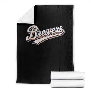 Vintage 70s Brewers Name Script Style Throw Blanket Retro Distressed Tailgate Spirit Sports Fan TS02 Black Print Your Wear