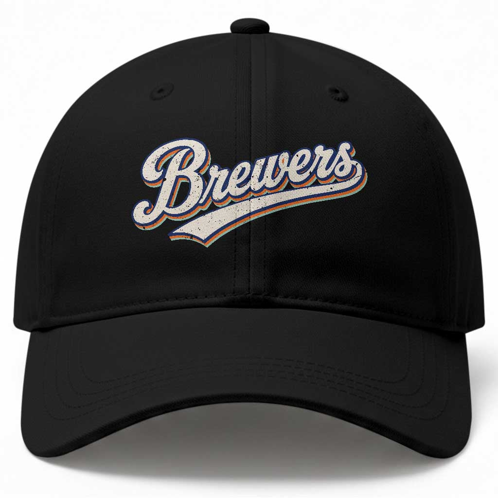Vintage 70s Brewers Name Script Style Baseball Cap Retro Distressed Tailgate Spirit Sports Fan TS02 Print Your Wear