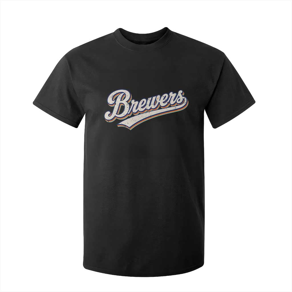 Vintage 70s Brewers Name Script Style T Shirt For Kid Retro Distressed Tailgate Spirit Sports Fan TS02 Black Print Your Wear
