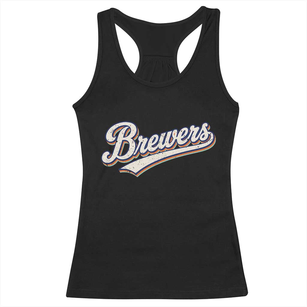 Vintage 70s Brewers Name Script Style Racerback Tank Top Retro Distressed Tailgate Spirit Sports Fan TS02 Black Print Your Wear